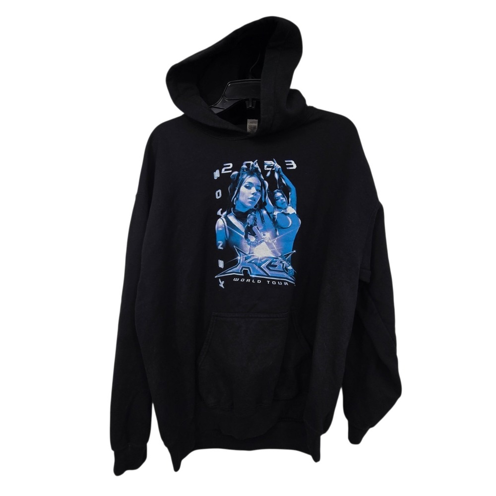 Kenia 2023 Graphic Tour Hoodie Women L Black Concert Tour Long Sleeve K-23 K Pop